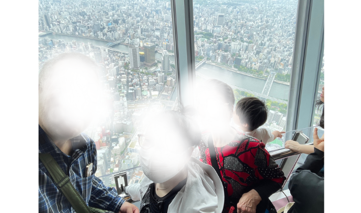 16年前は下から見上げていたスカイツリー。
2026年5月3日、今度は母と一緒に展望デッキから東京の景色を見下ろしていました。